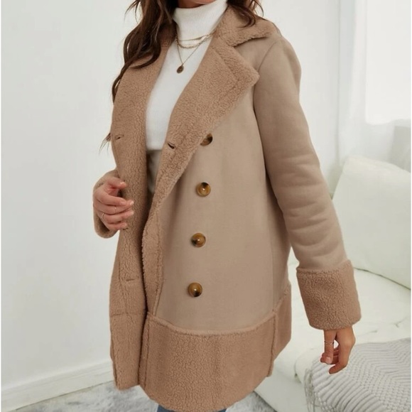 Teddy lined khaki color button down jacket - Picture 2 of 6